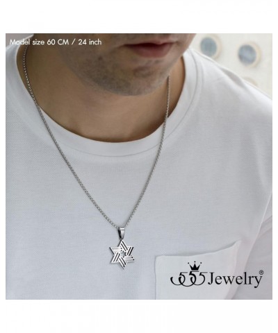 Stainless Steel Star of David Necklace for Men & Women, 16-24 Inch Box Chain Silver 22.0 Inches $10.75 Necklaces