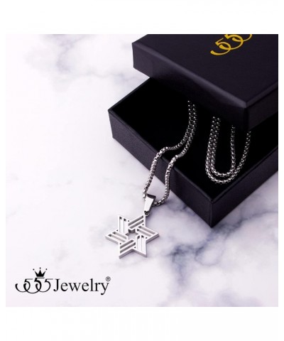 Stainless Steel Star of David Necklace for Men & Women, 16-24 Inch Box Chain Silver 22.0 Inches $10.75 Necklaces