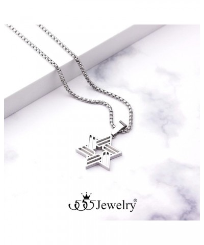 Stainless Steel Star of David Necklace for Men & Women, 16-24 Inch Box Chain Silver 22.0 Inches $10.75 Necklaces