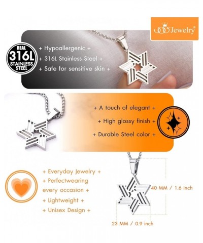 Stainless Steel Star of David Necklace for Men & Women, 16-24 Inch Box Chain Silver 22.0 Inches $10.75 Necklaces