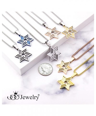 Stainless Steel Star of David Necklace for Men & Women, 16-24 Inch Box Chain Silver 22.0 Inches $10.75 Necklaces