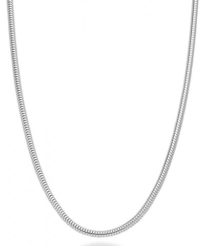 925 Sterling Silver Italian 1.5mm, 2mm, 2.5mm Round Snake Chain Necklace for Women Made in Italy 2.5mm Length 22 Inches $12.0...