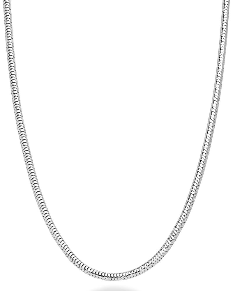 925 Sterling Silver Italian 1.5mm, 2mm, 2.5mm Round Snake Chain Necklace for Women Made in Italy 2.5mm Length 22 Inches $12.0...