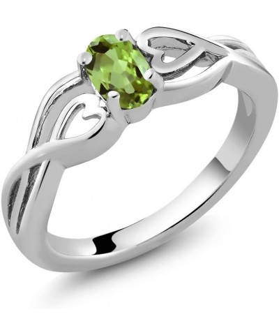 925 Sterling Silver Green Peridot Engagement Ring For Women (0.50 Cttw, Gemstone Birthstone, Oval 6X4MM, Available In Size 5,...