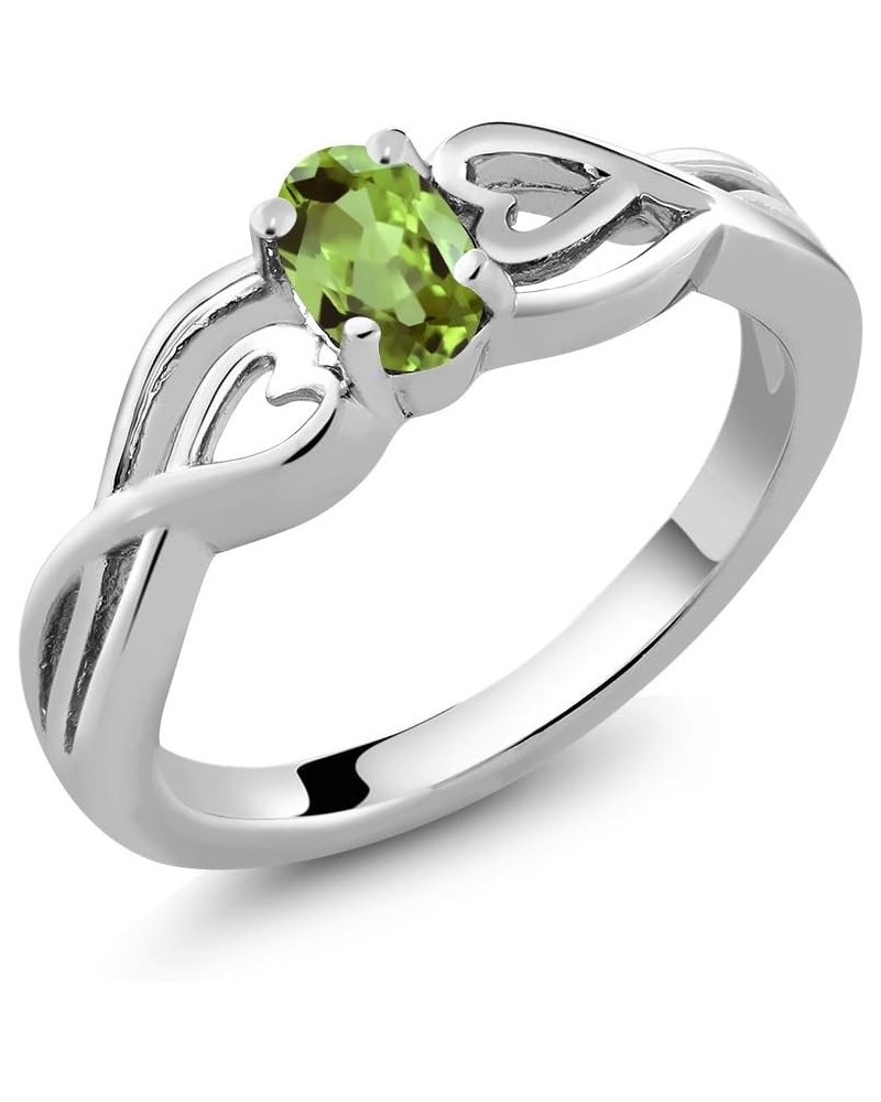 925 Sterling Silver Green Peridot Engagement Ring For Women (0.50 Cttw, Gemstone Birthstone, Oval 6X4MM, Available In Size 5,...