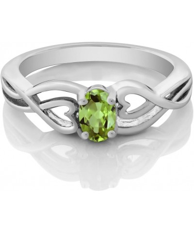 925 Sterling Silver Green Peridot Engagement Ring For Women (0.50 Cttw, Gemstone Birthstone, Oval 6X4MM, Available In Size 5,...