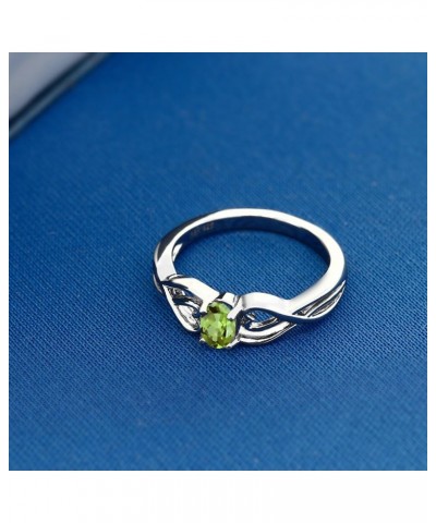 925 Sterling Silver Green Peridot Engagement Ring For Women (0.50 Cttw, Gemstone Birthstone, Oval 6X4MM, Available In Size 5,...