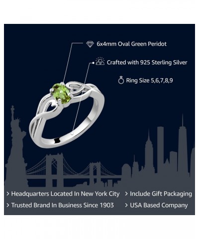 925 Sterling Silver Green Peridot Engagement Ring For Women (0.50 Cttw, Gemstone Birthstone, Oval 6X4MM, Available In Size 5,...