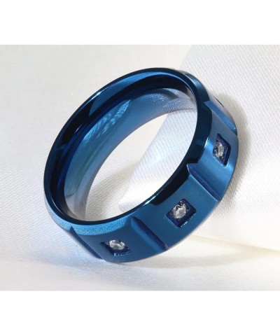 Couple Rings Princess cut Blue Cz Womens Wedding Ring Sets Titanium Steel Man Wedding Bands(Please Buy 2 Rings for 1 Pair) Bl...