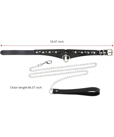 Punk Hauling Chain PU Leather Collar Necklace Neck Strap Gothic NightClub Goth Leash Belts Adjustable Size 15-Black $11.59 Ne...