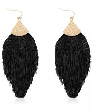 Bohemian Thread Tassel Drop Earrings - Geometric Petal Fan Fringe Feather Statement Chandelier Duster Dangles Classic Tassel ...