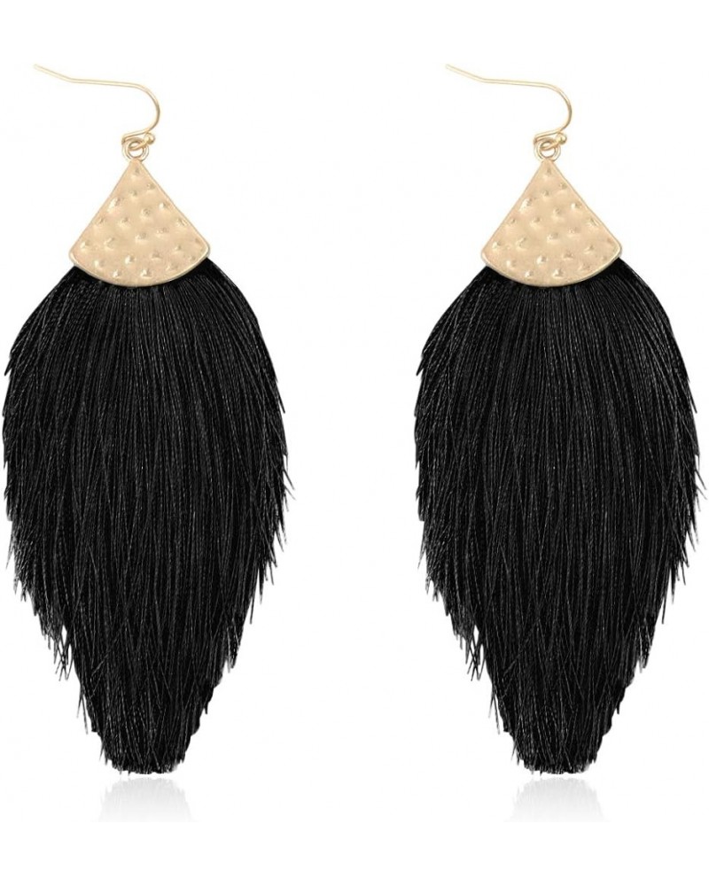 Bohemian Thread Tassel Drop Earrings - Geometric Petal Fan Fringe Feather Statement Chandelier Duster Dangles Classic Tassel ...