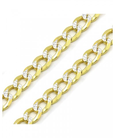 925 Italian Sterling Silver 2.5mm - 10.5mm Solid Cuban Diamond Cut Chain, ITProLux Yellow Gold Plated Pave Curb Link Necklace...