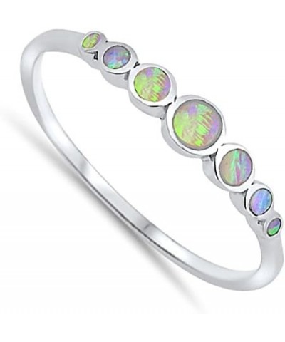 CHOOSE YOUR COLOR Sterling Silver Round Ring Pink (Simulated Opal) $9.54 Rings