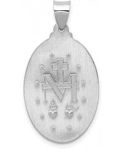 Mary Mother of God Miraculous Medal with Words Hollow Oval Pendant in Real 14k Gold White Gold - 27x18mm $86.86 Pendants