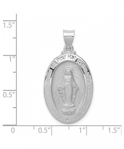 Mary Mother of God Miraculous Medal with Words Hollow Oval Pendant in Real 14k Gold White Gold - 27x18mm $86.86 Pendants