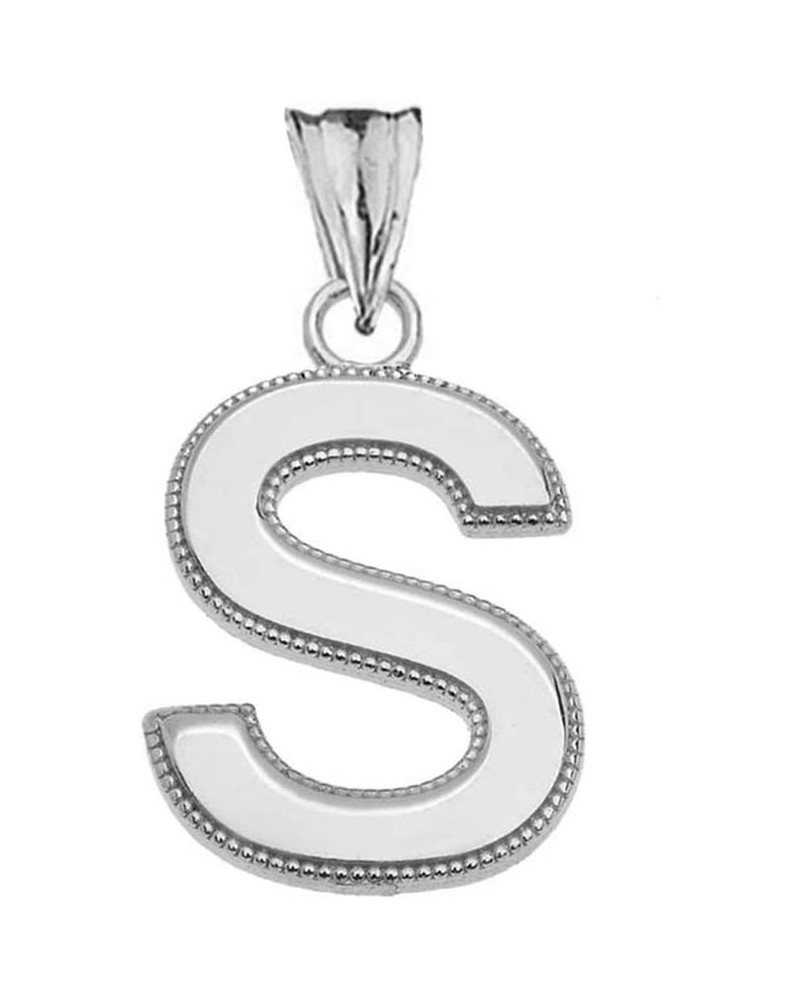 Elegant Sterling Silver Personalized Milgrain Initial A-Z Charm Pendant in Satin Finish S $9.53 Necklaces