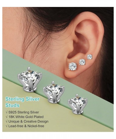 Moissanite Stud Earrings for Women Men: Diamond Earrings Studs 18K White Gold Plated 925 Sterling Silver Earring Jewelry, 1ct...