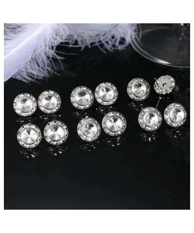 Rhinestone Earrings Round Shaped Acrylic Stone Inside Crystal Halo Stud Earrings for Dance Competitions Stage Opera Performan...