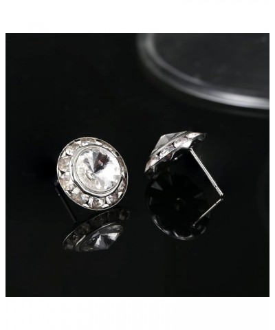 Rhinestone Earrings Round Shaped Acrylic Stone Inside Crystal Halo Stud Earrings for Dance Competitions Stage Opera Performan...