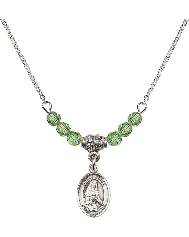 August Birth Month Bead Necklace with Catholic Patron Saint Petite Charm, 18 Inch Saint Emily de Vialar $33.24 Necklaces