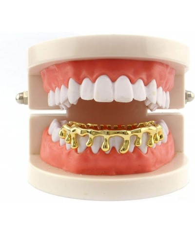 18k Gold Teardrop Bottom Grillz 6 Teeth Lower Teeth Drip Cap Grillz Gun Black $8.54 Body Jewelry