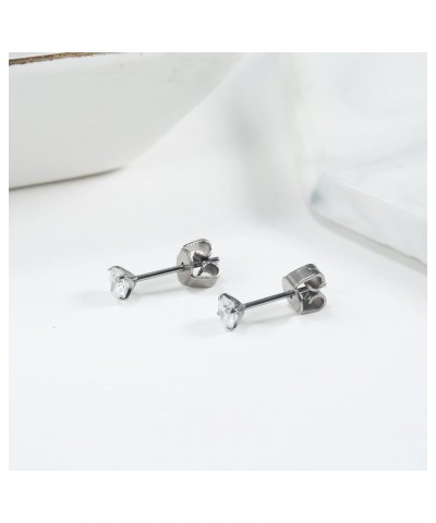 Cubic Zirconia Earrings Titanium Earrings for Women Men | 2mm-6mm Round CZ Earring Charms Hypoallergenic for Sensitive Ears 4...