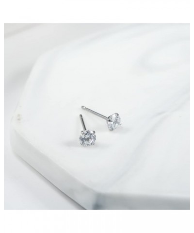 Cubic Zirconia Earrings Titanium Earrings for Women Men | 2mm-6mm Round CZ Earring Charms Hypoallergenic for Sensitive Ears 4...