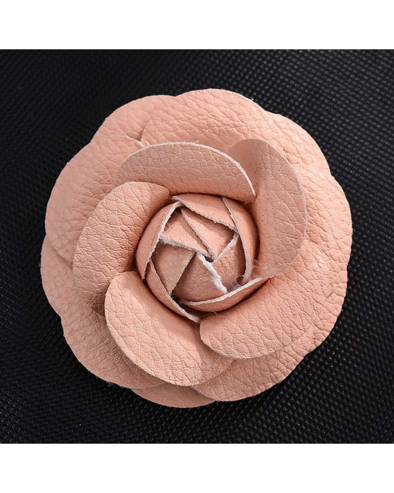 Camellia Leather Flower Pin Brooch, Jewelry Brooches Corsage Gifts for Women, Korean Handmade PU Leather Camellia Flower Broo...