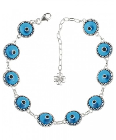 Gold Plated Sterling Silver Translucent Murano Glass Evil Eye Women Charm Link Bracele, Gift Boxed Lapis Silver $16.80 Bracelets