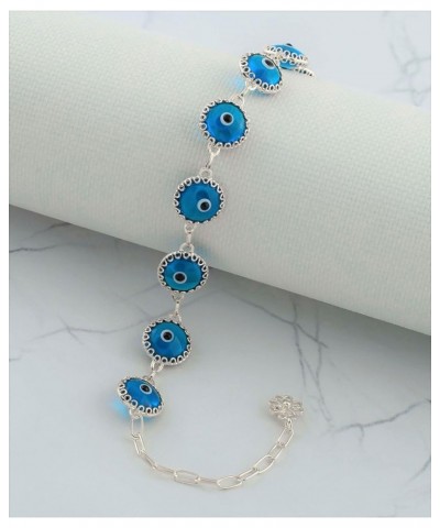 Gold Plated Sterling Silver Translucent Murano Glass Evil Eye Women Charm Link Bracele, Gift Boxed Lapis Silver $16.80 Bracelets