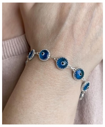 Gold Plated Sterling Silver Translucent Murano Glass Evil Eye Women Charm Link Bracele, Gift Boxed Lapis Silver $16.80 Bracelets