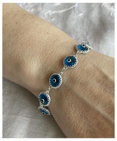 Gold Plated Sterling Silver Translucent Murano Glass Evil Eye Women Charm Link Bracele, Gift Boxed Lapis Silver $16.80 Bracelets