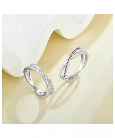 X Ring 925 Sterling Silver Stackable Rings 1mm Birthstone Criss Cross Ring for Women 03-aquamarine-Mar $32.99 Rings