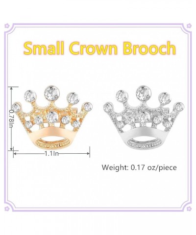 Small Crown Brooch pins for women fashion Rhinestone Gold Silver Crown Brooch for men 48PCS silver $7.14 Brooches & Pins