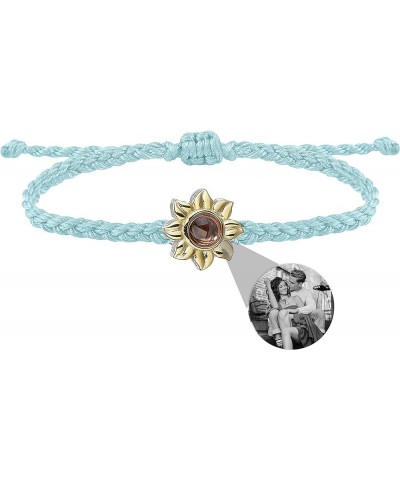 Custom Photo Projection Bracelet for Men Women Personalized Photo Bracelet Adjustable Handmade Braided Rope Sunflower Photo B...