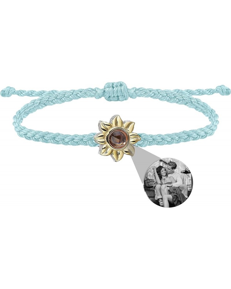 Custom Photo Projection Bracelet for Men Women Personalized Photo Bracelet Adjustable Handmade Braided Rope Sunflower Photo B...