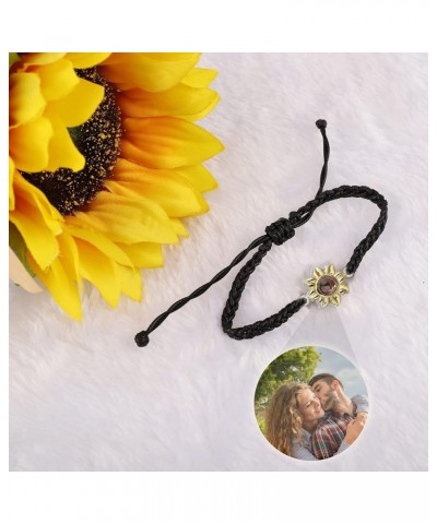 Custom Photo Projection Bracelet for Men Women Personalized Photo Bracelet Adjustable Handmade Braided Rope Sunflower Photo B...