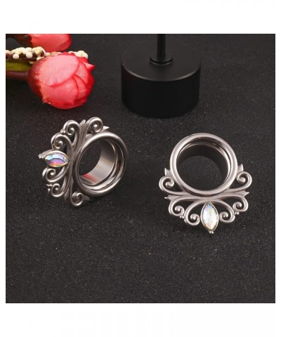 2 PCS Elegant Opal Hypoallergenic Stainless Steel Plugs Ear Gauges Tunnels Piercing Expander Stretchers Fashion Body Jewelry ...