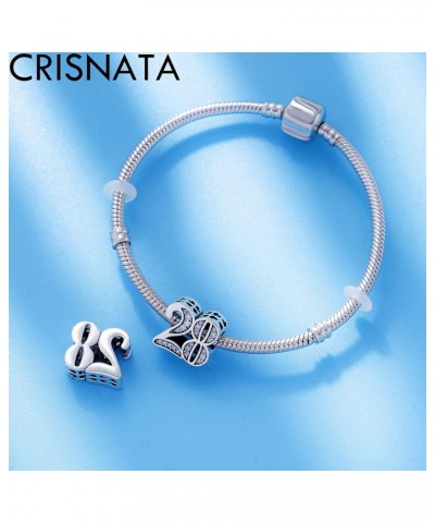 5,10 to 50 52 55 56 60 65 70 75 80 Birthday Charms fits European Anniversary Bracelets, 925 Sterling Silver Number Charms wit...