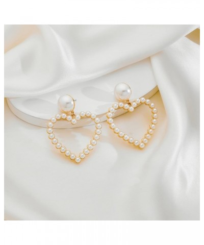 Women's Chic Pearl Earrings Geometric Pearl Drop Earrings Pearl Dangle Earrings Jewelry Gifts $11.59 Earrings