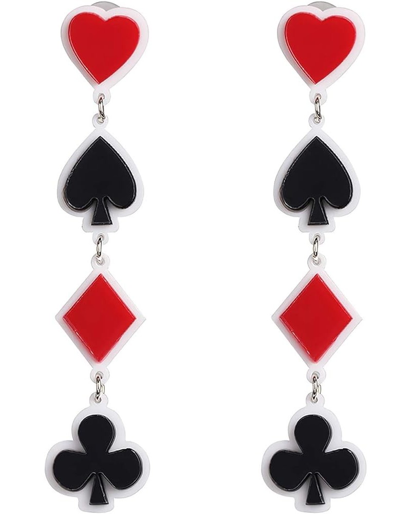 Playing Card Color Pendants Earrings Women Exaggerated Style Street Ornaments Long Tassels Earrings Playing Card Color Pendan...