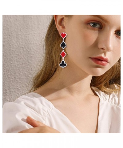 Playing Card Color Pendants Earrings Women Exaggerated Style Street Ornaments Long Tassels Earrings Playing Card Color Pendan...