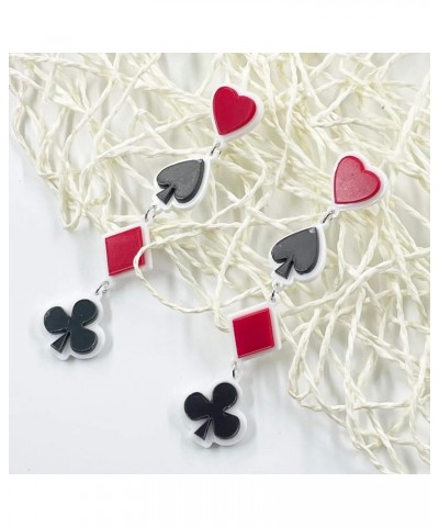 Playing Card Color Pendants Earrings Women Exaggerated Style Street Ornaments Long Tassels Earrings Playing Card Color Pendan...