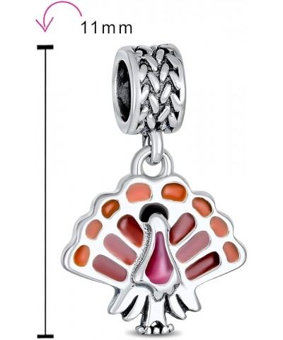 Thanksgiving Turkey Bird Food Holiday Multicolor Enamel Dangle Bead Charm .925 Silver For European Bracelet For Women Multi-c...