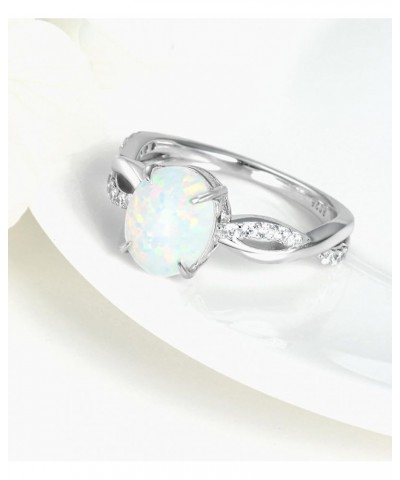 White Oval Opal Ring for Women 925 Sterling Silver Engagement Wedding Ring for Her Jewelry Gift with CZ Size 5 6 7 8 9 10 11 ...