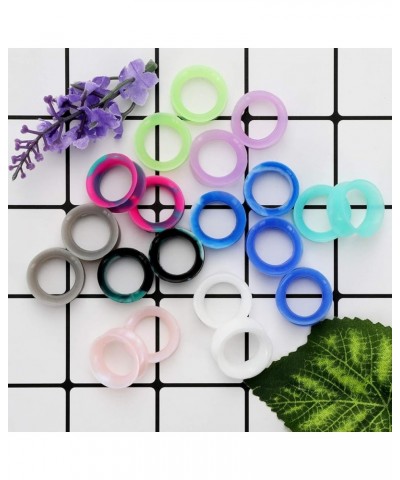 Set of 10Pairs Mixed Colors Silicone Set Ear Plugs Tunnels Double Flare Saddle Gauges Stretching Gauge Expander for Women Men...