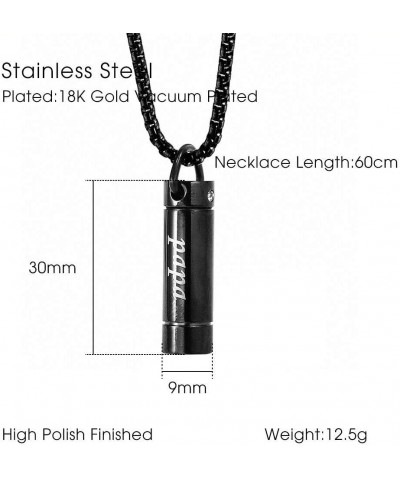 Tube Pendant Ashes Urn Necklace Keepsake Black Cremation Memorial Stainless Steel Jewelry Grandma $17.39 Necklaces