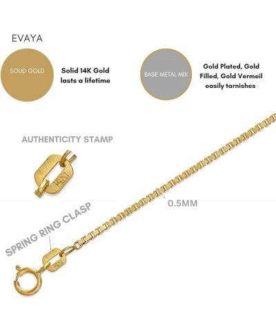 14K Gold Box Chain Necklace for Women (0.5mm Width, 14"-24" Length) - 14K Solid Gold Necklace & Real Gold Chain - Cadenas de ...