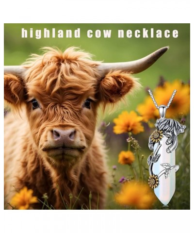 Highland Cow Necklace 925 Sterling Silver Jewelry Gift for Women Girls Opal Quartz $28.59 Necklaces